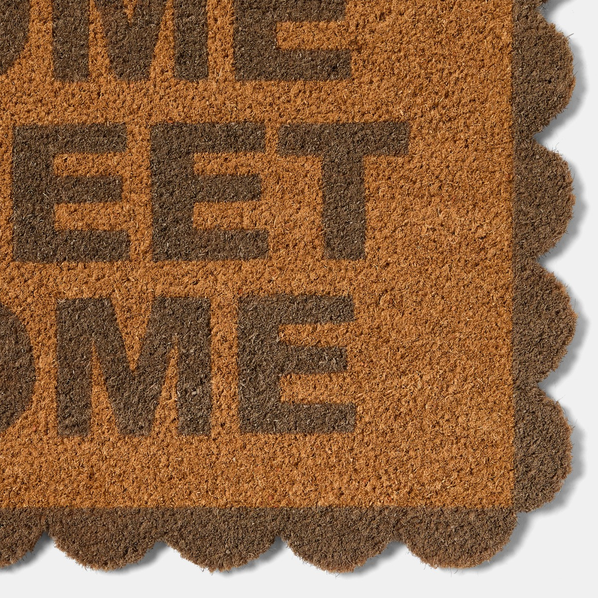OHS Scallop Edge Home Sweet Home Printed Coir Mat - Brown/Natural>
