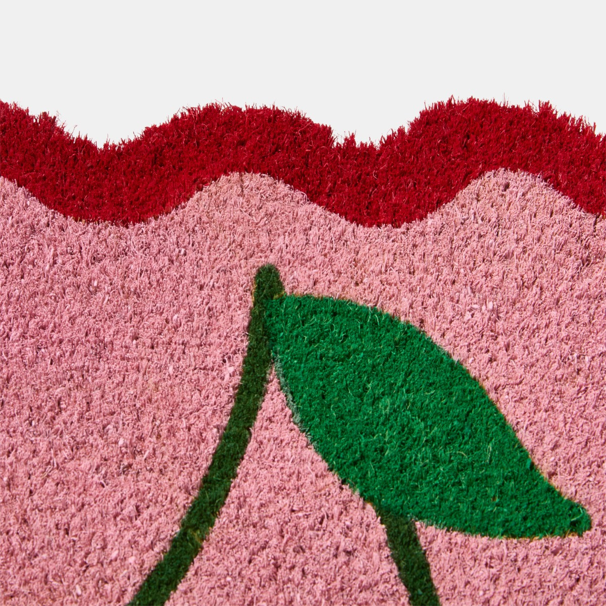 OHS Cherry Print Scallop Edge Coir Mat - Pink/Red>