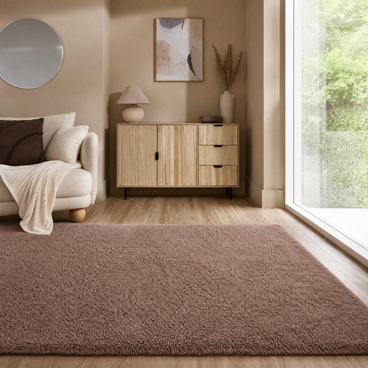 OHS Soft Fluffy Floor Rug - Mocha>