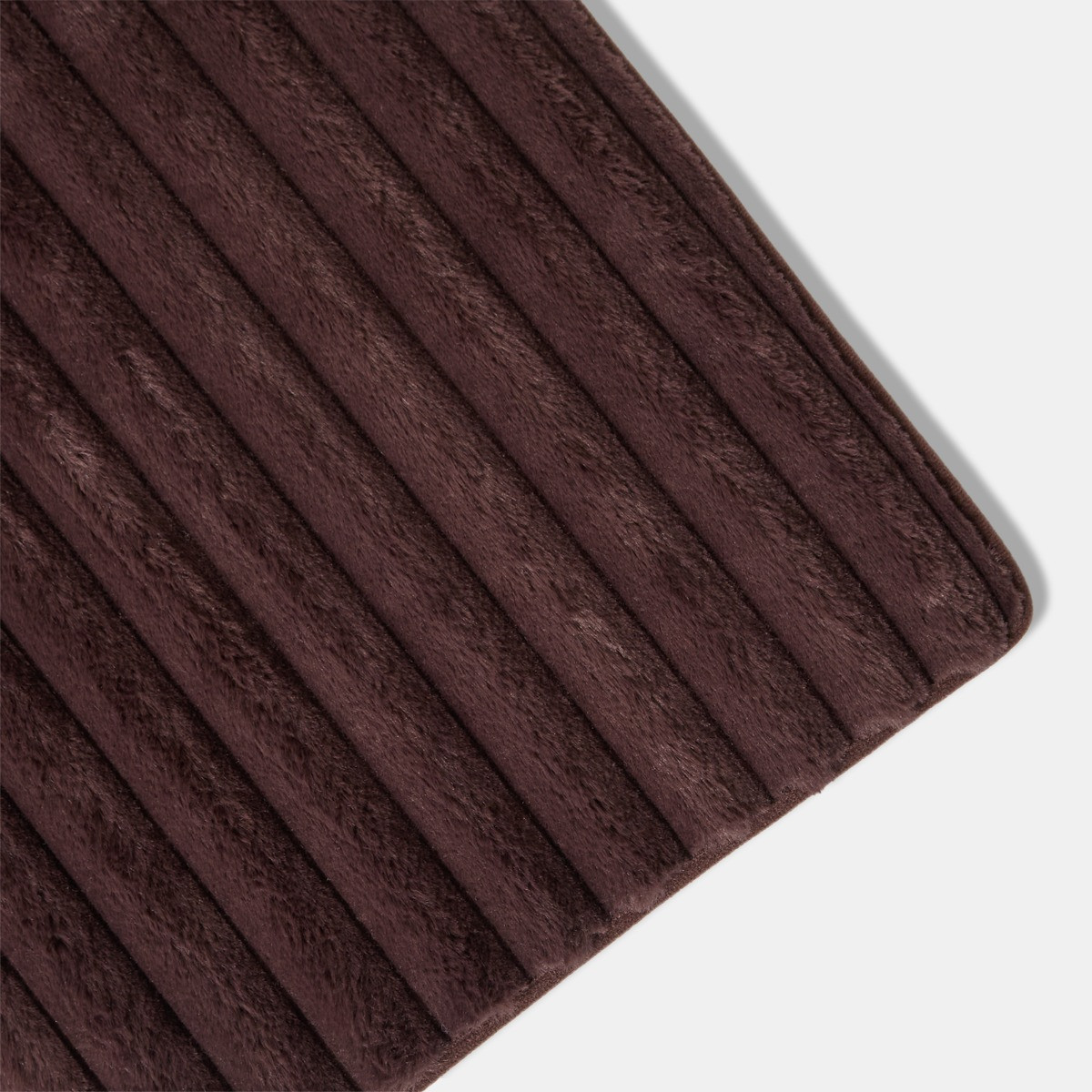 OHS Faux Fur Ribbed Rug - Brown>