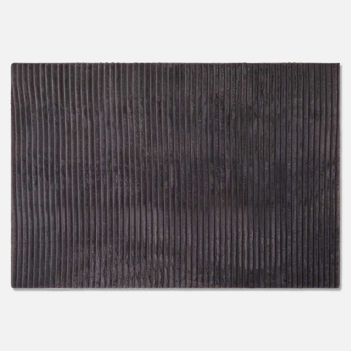 OHS Faux Fur Ribbed Rug - Charcoal>
