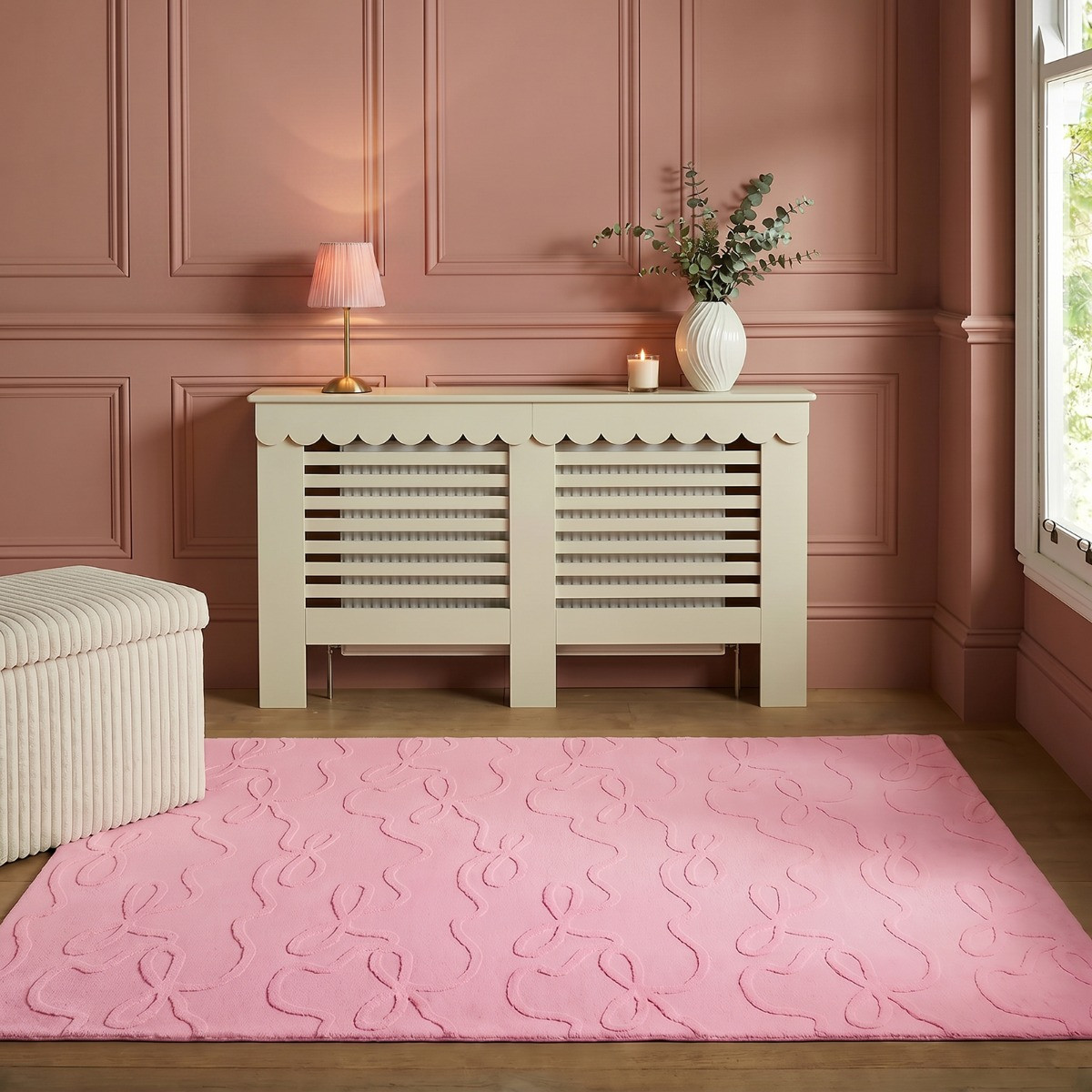 OHS Tufted Bows Rug - Pink>