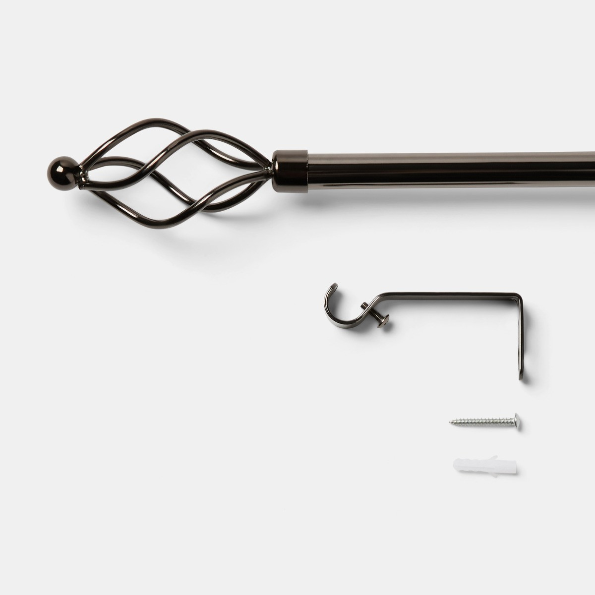 OHS Extendable Twist Curtain Pole - Gunmetal>