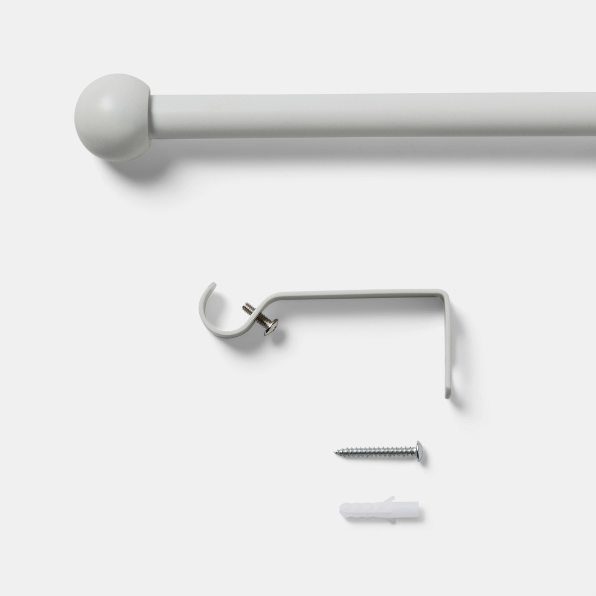 OHS Extendable Ball Curtain Pole - White>