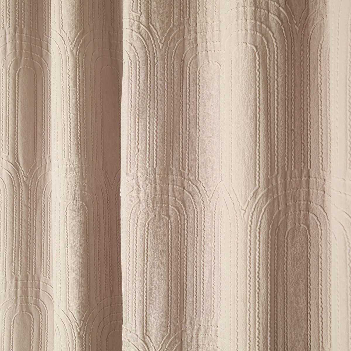 OHS Embossed Arches Eyelet Curtains - Natural>
