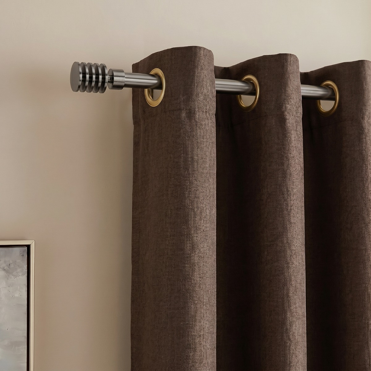 OHS Ribbed Spiral Curtain Pole - Gunmetal>