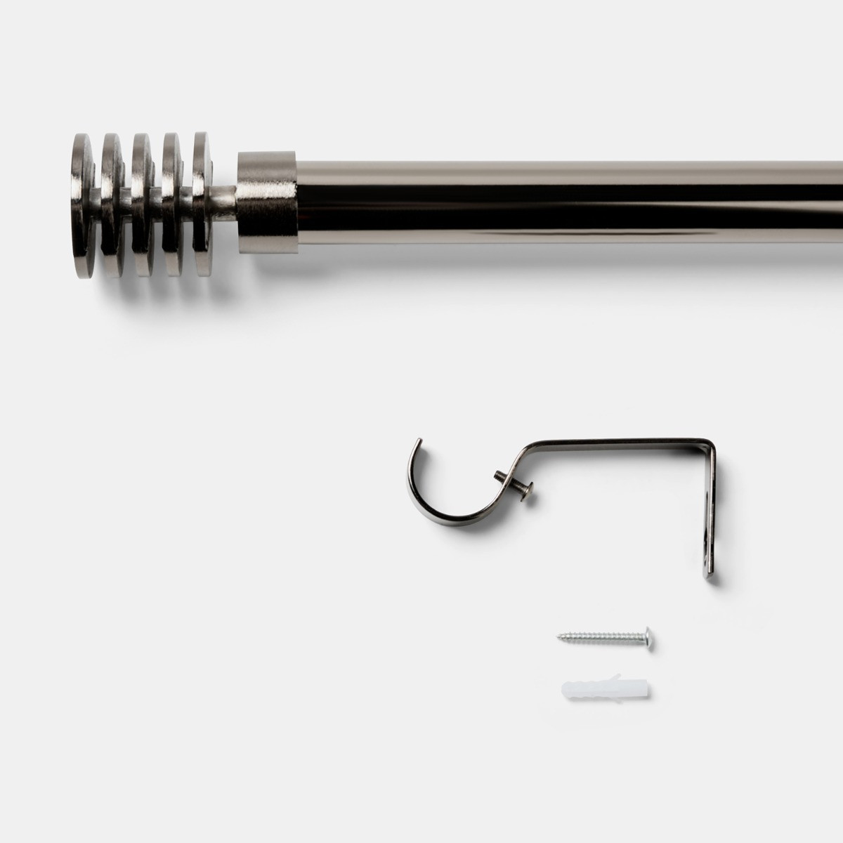 OHS Ribbed Spiral Curtain Pole - Gunmetal>