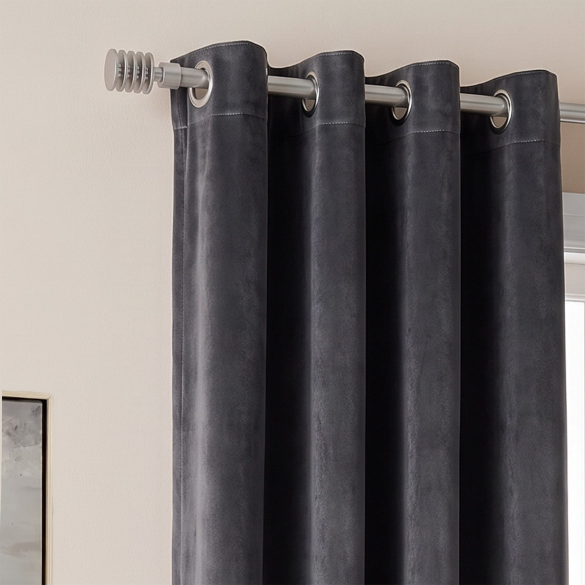OHS Ribbed Spiral Curtain Pole - Silver>