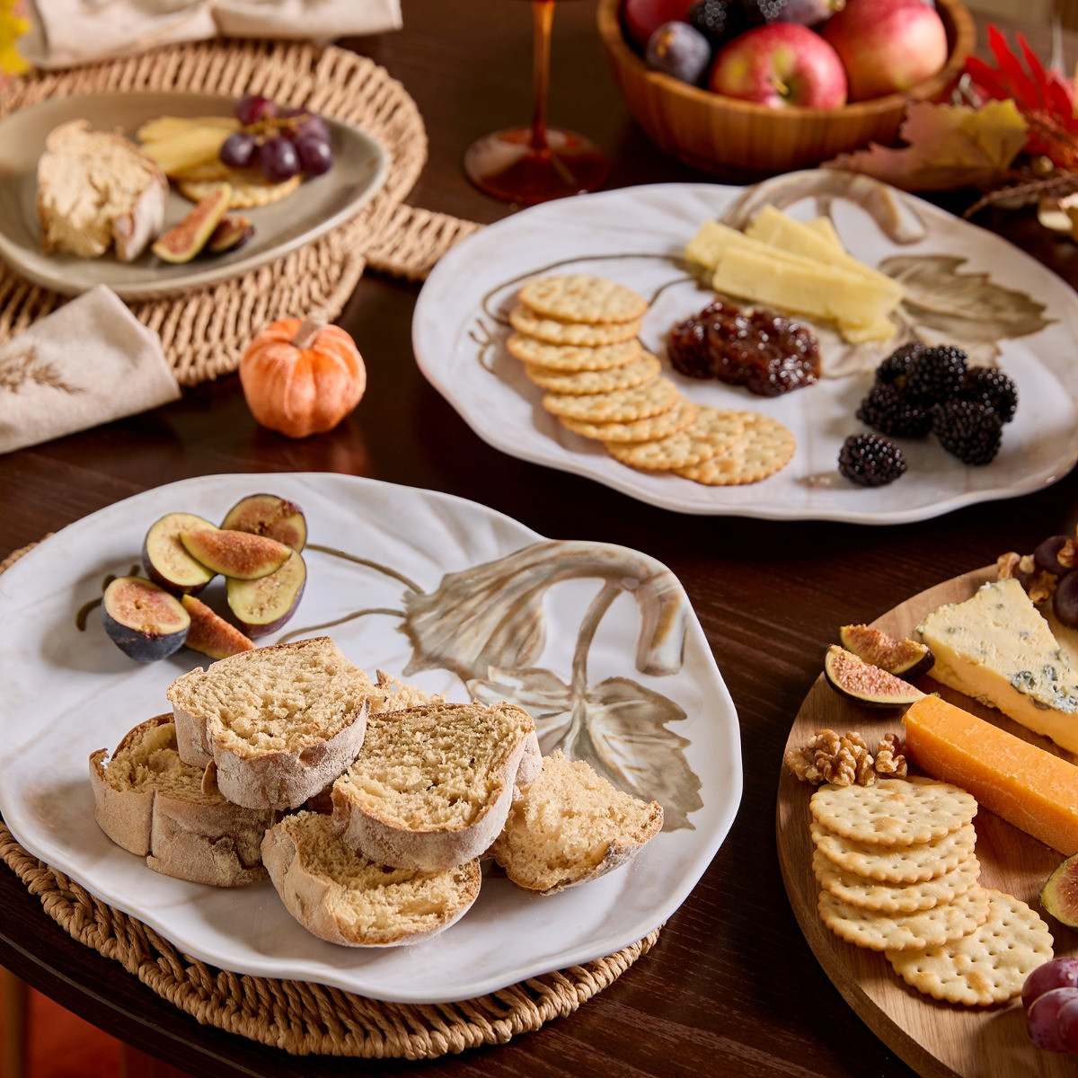 OHS 2 Pack Autumn Pumpkin Serving Platters - Natural>