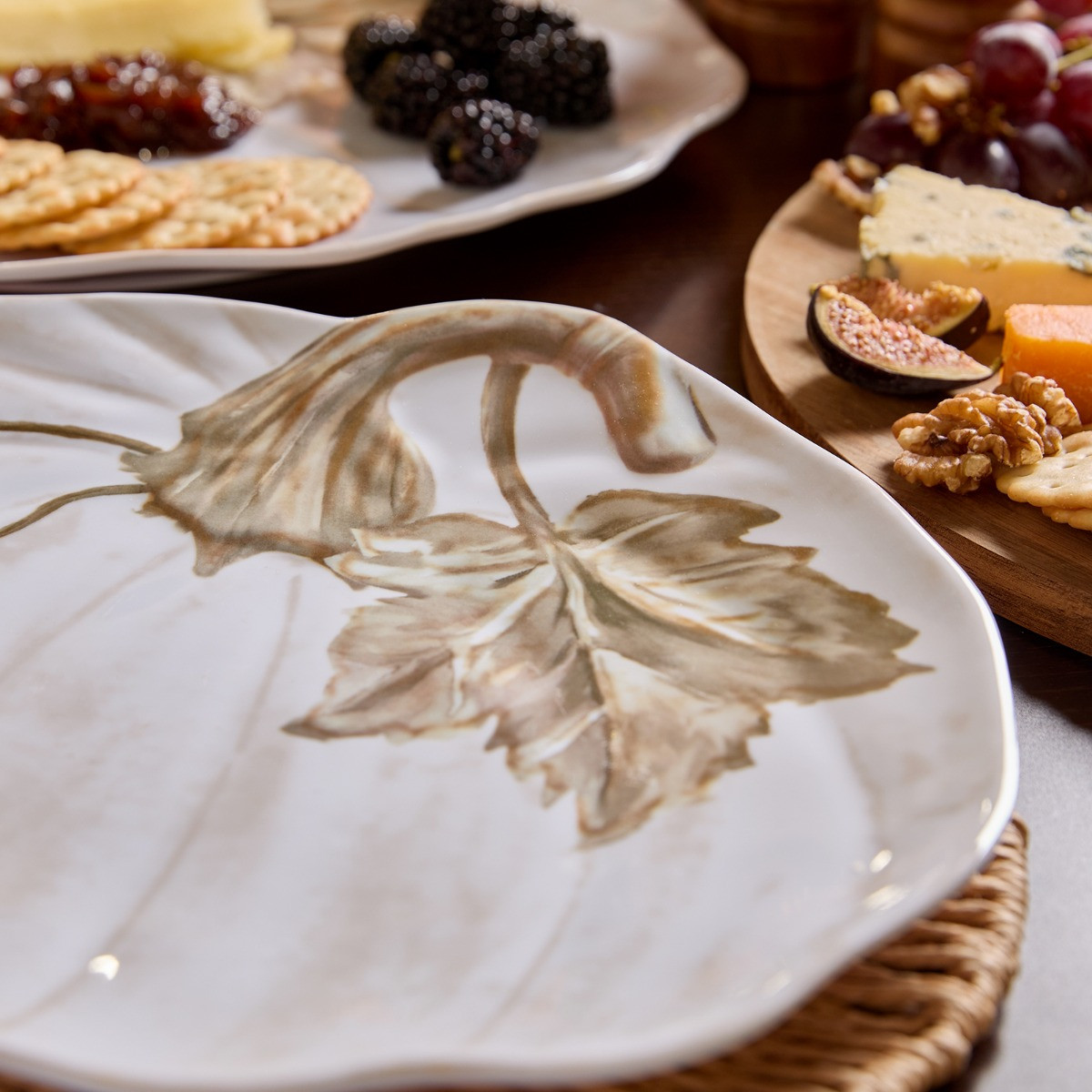 OHS 2 Pack Autumn Pumpkin Serving Platters - Natural>