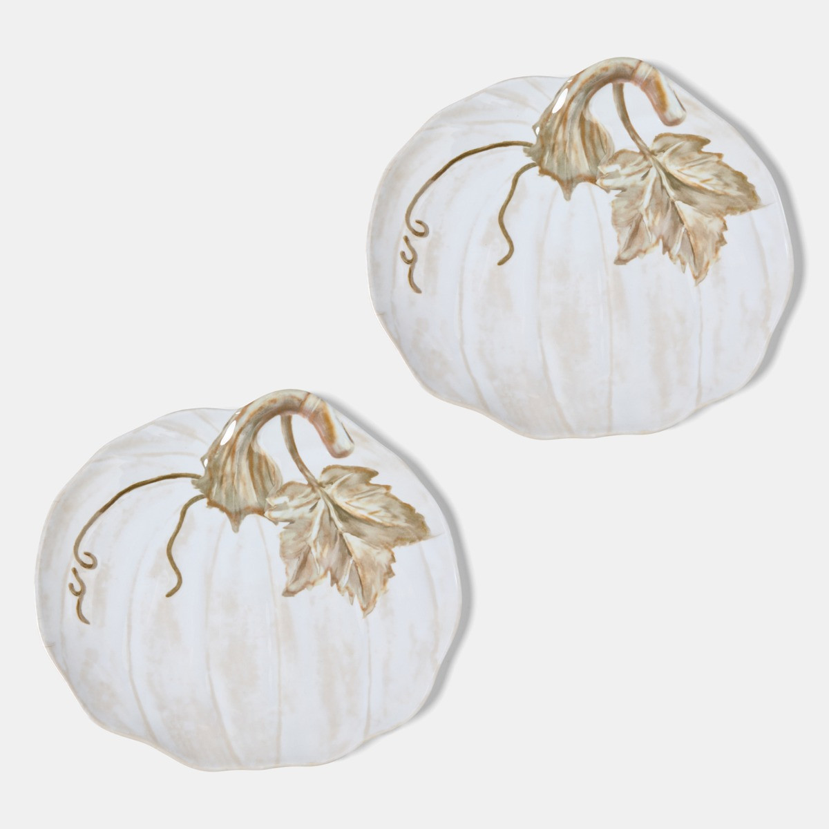 OHS 2 Pack Autumn Pumpkin Serving Platters - Natural>