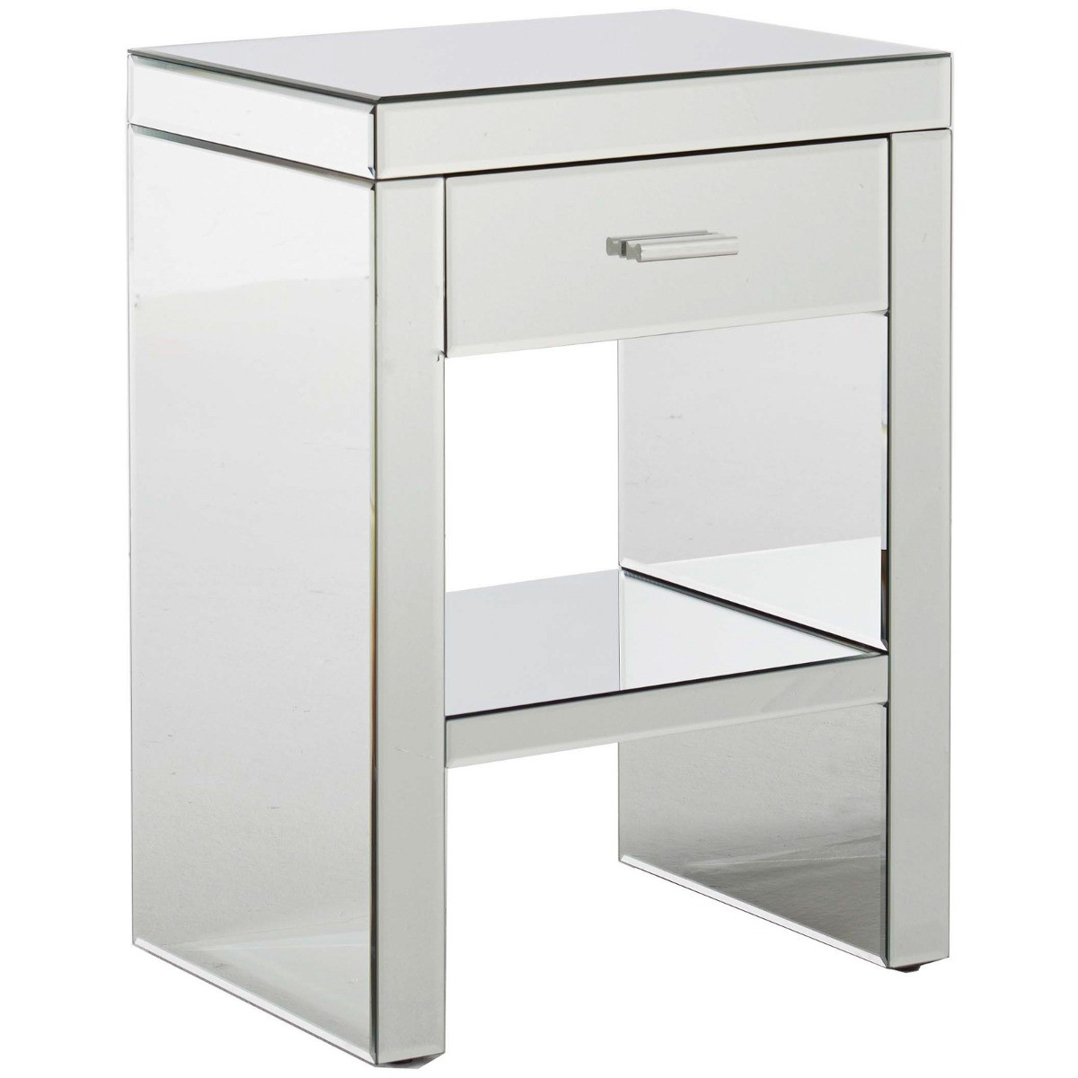 Venetian Mirrored 1 Drawer Bedside Table>