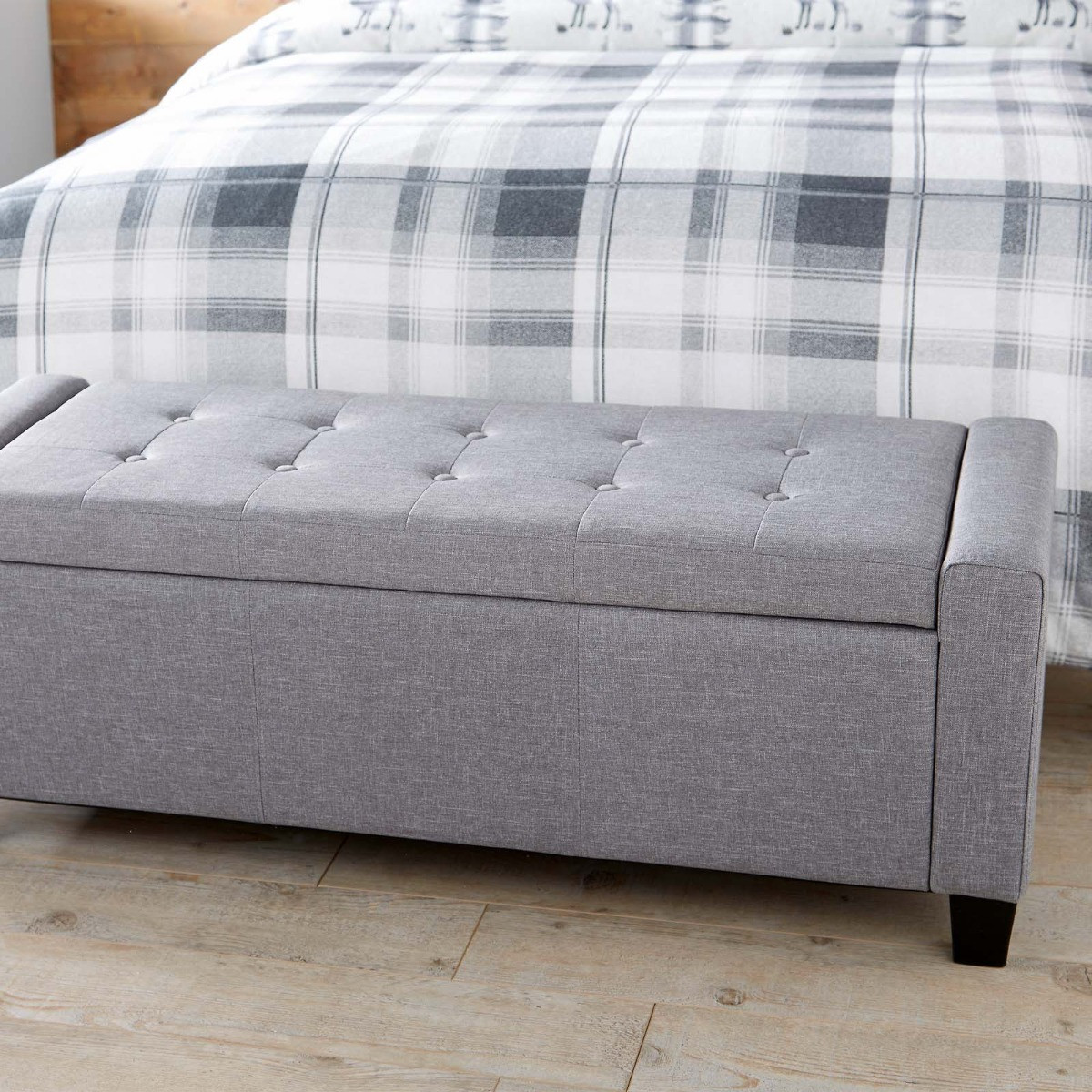 Verona Fabric Ottoman Bench - Grey>