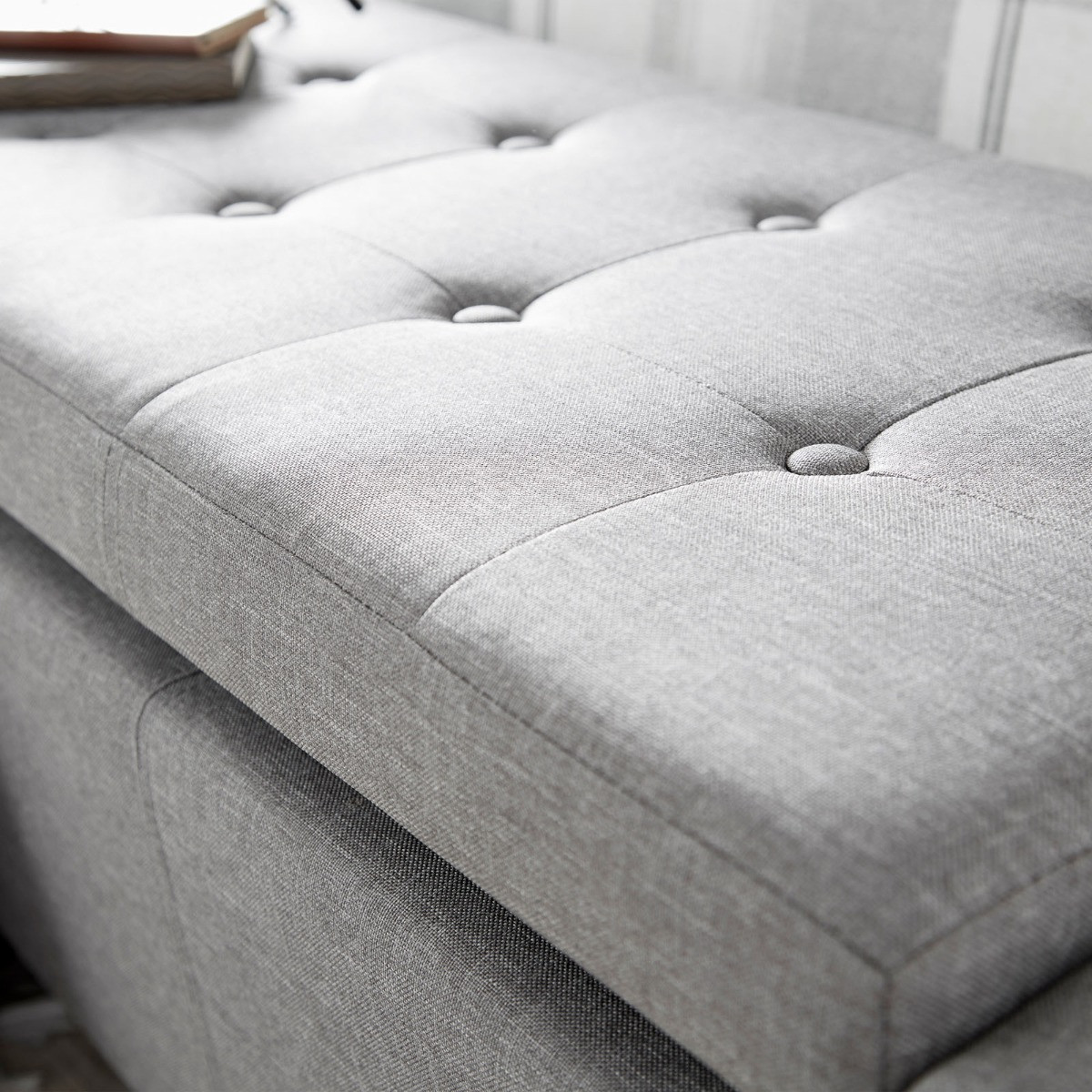 Verona Fabric Ottoman Bench - Grey>