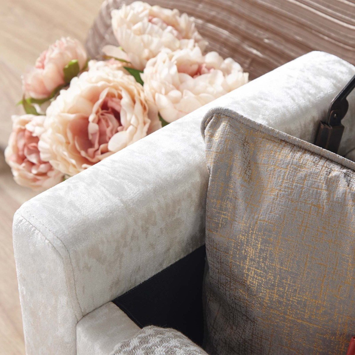 Verona Crushed Velvet Ottoman Bench - Oyster >