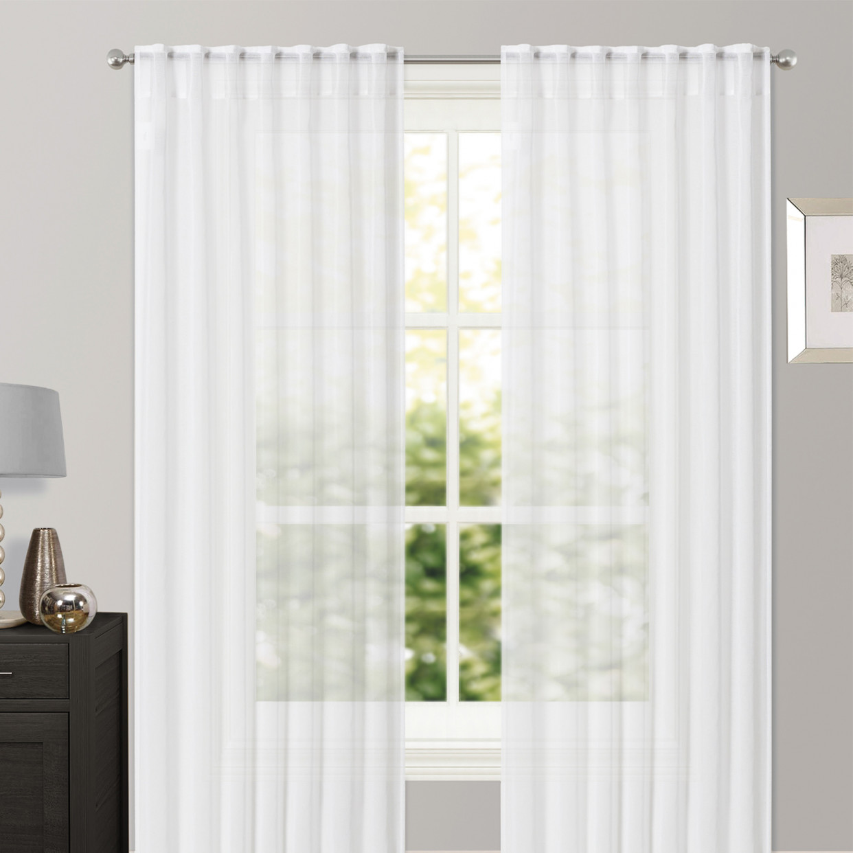 OHS Sheer Voile Curtains - 140 x 226cm (55" x 89")>