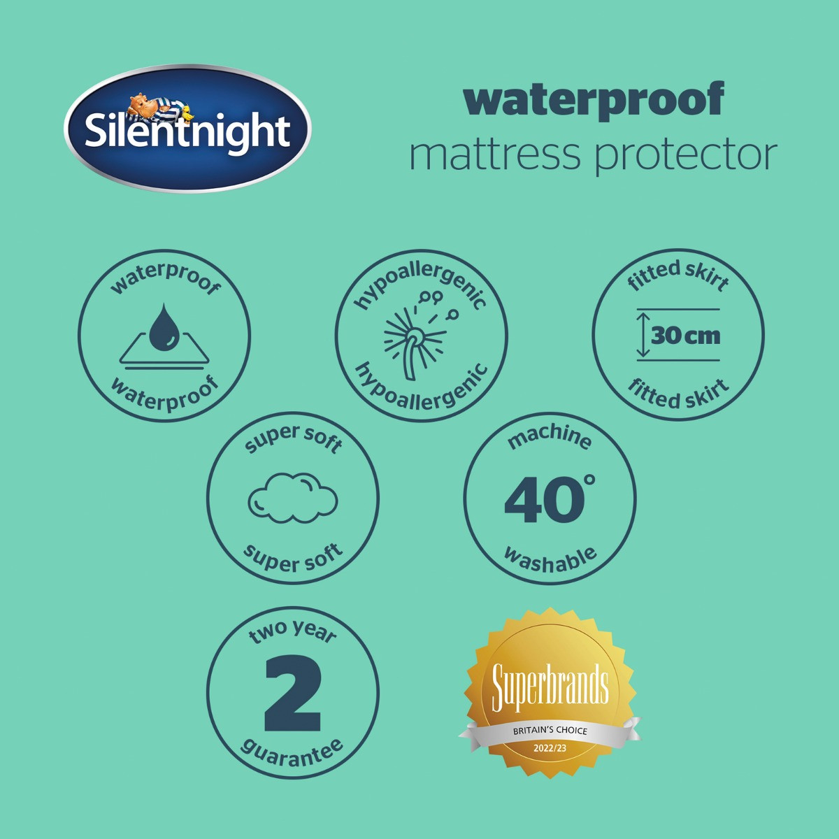 Silentnight Waterproof Mattress Protector, White Single