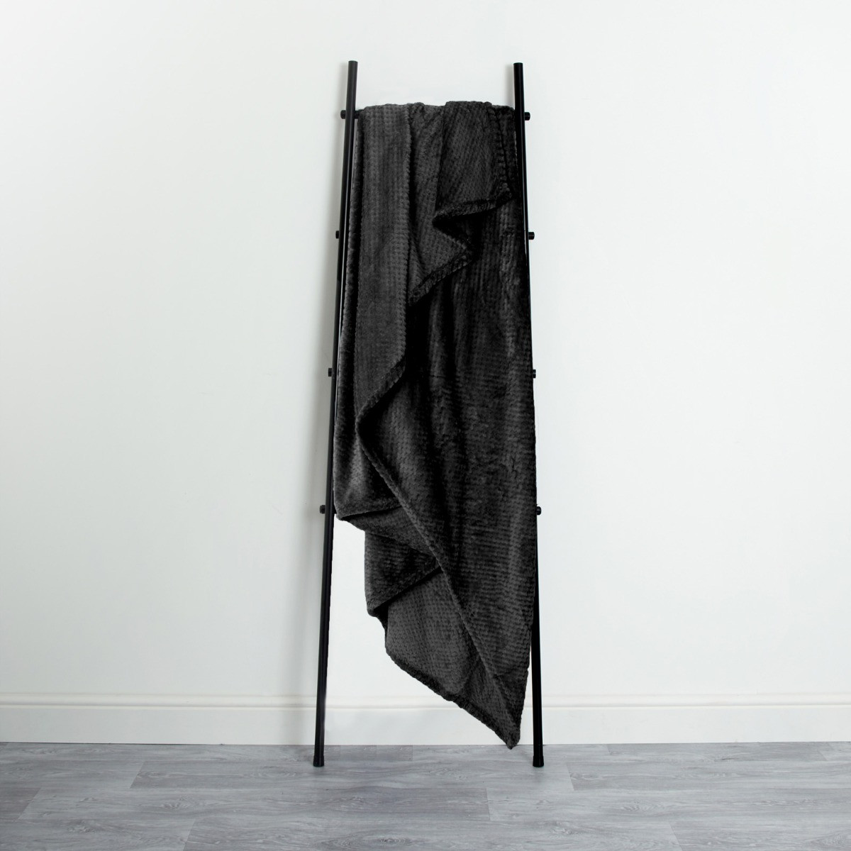 OHS Waffle Mink Throw, Black - 200 x 240 cm>