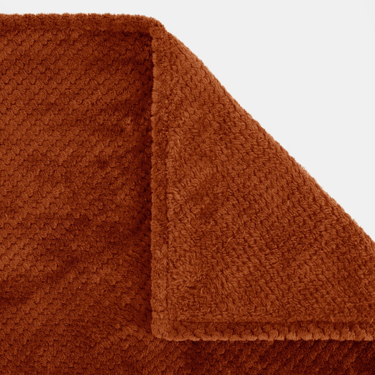 OHS Waffle Fleece Throw, Burnt Orange - 150 x 200cm>