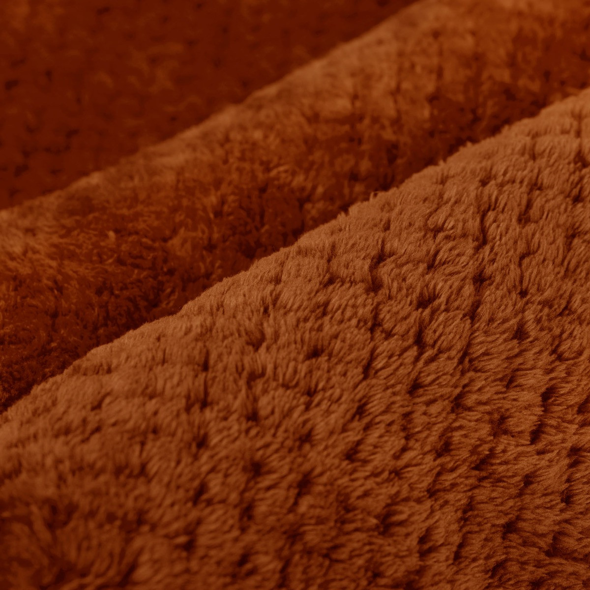OHS Waffle Fleece Throw, Burnt Orange - 150 x 200cm>