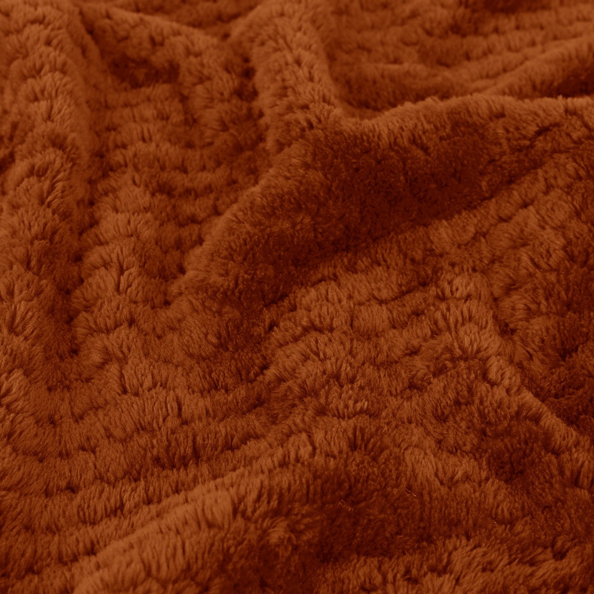 OHS Waffle Fleece Throw, Burnt Orange - 150 x 200cm>