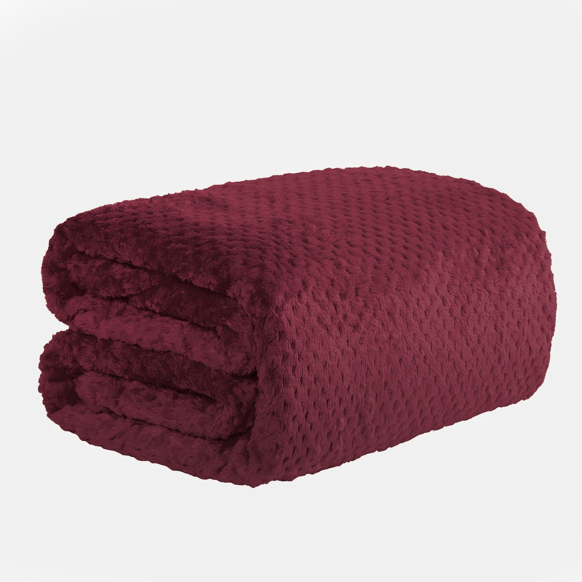 OHS Waffle Mink Throw, Burgundy - 150 x 200cm>