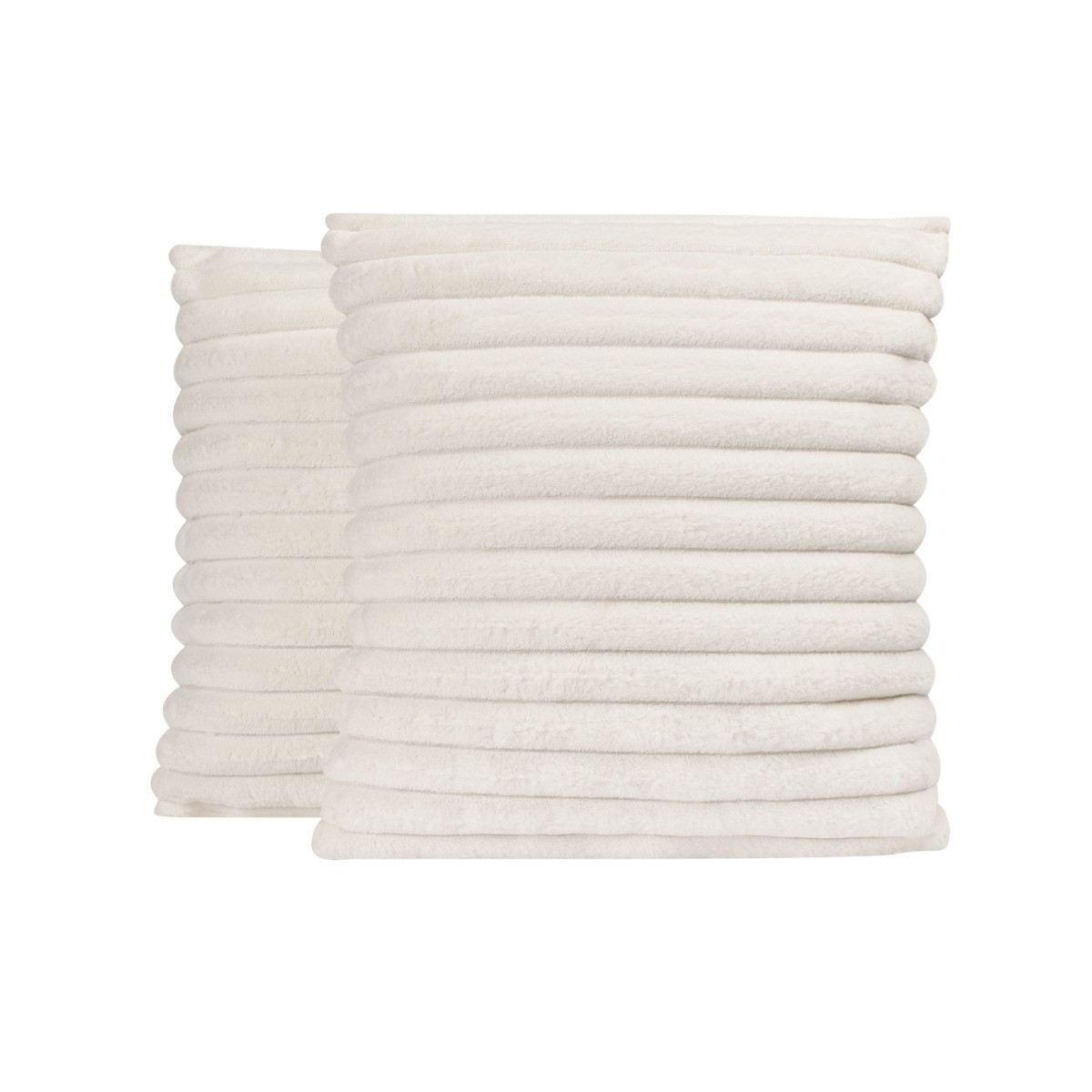OHS Faux Fur Thick Ribbed Cushion Covers - White>