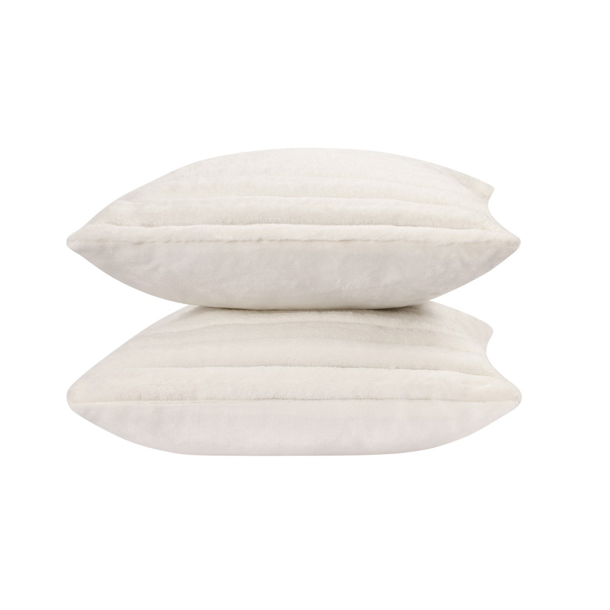 OHS 2 Pack Faux Fur Thick Ribbed Cushion Covers - White>