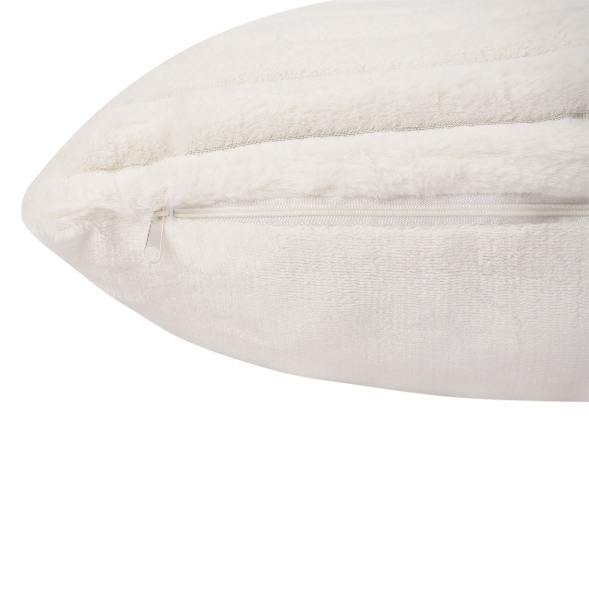 OHS 2 Pack Faux Fur Thick Ribbed Cushion Covers - White>