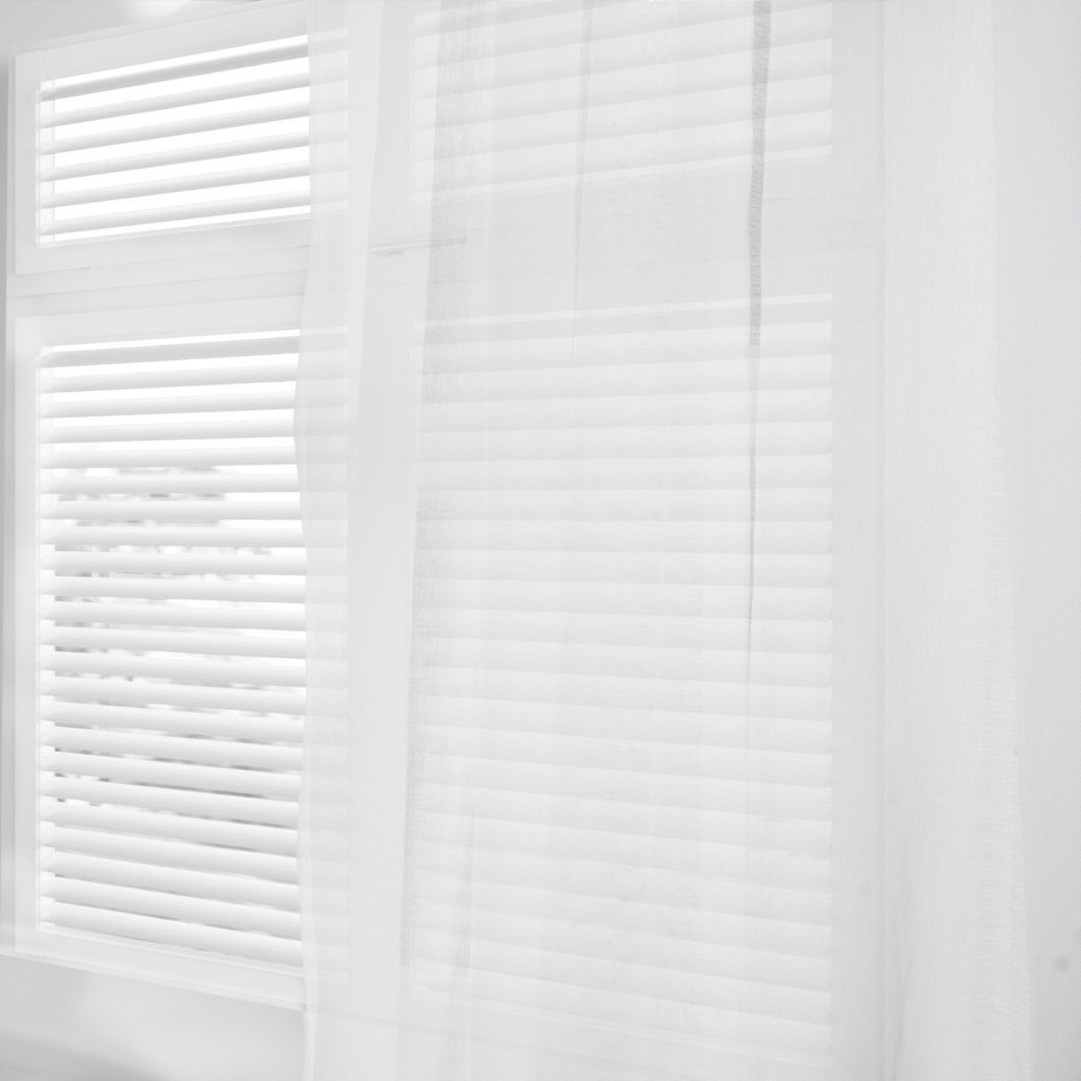 OHS Linen Look Slot Top Voile Curtains (Pair) - White>