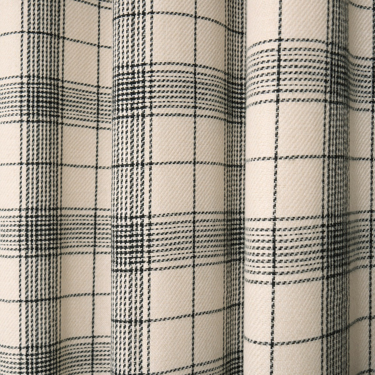 OHS Woven Texture Check Print Eyelet Blackout Curtains, Cream - 66 x 90">