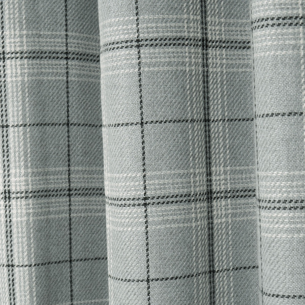 OHS Woven Texture Check Print Eyelet Blackout Curtains, Grey - 46 x 54">