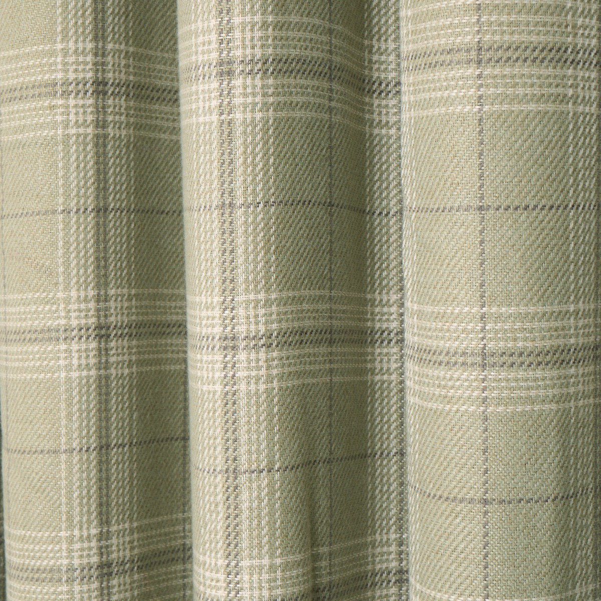 OHS Woven Check Eyelet Curtains - Sage>