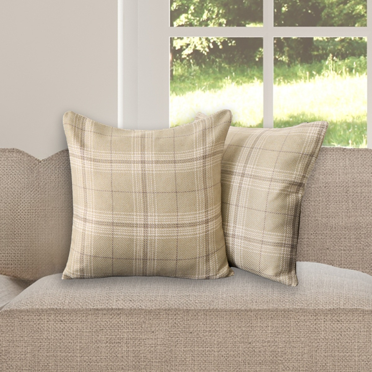 OHS Woven Check Cushion Covers - Sage>