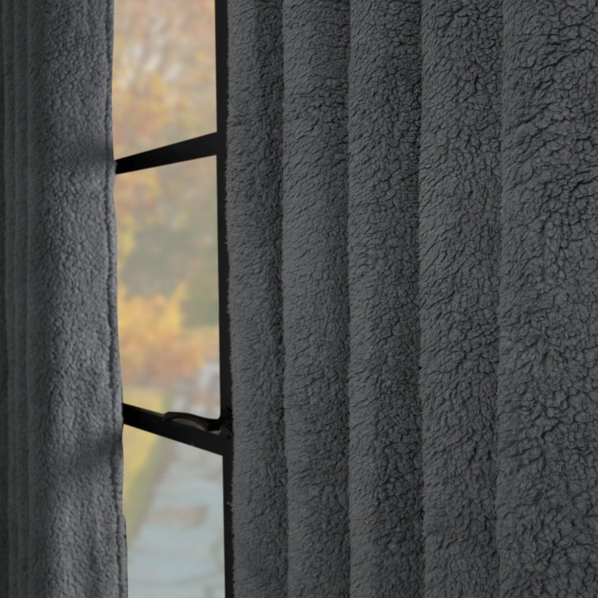 OHS Teddy Thermal Curtains, Grey  - 66 x 72">