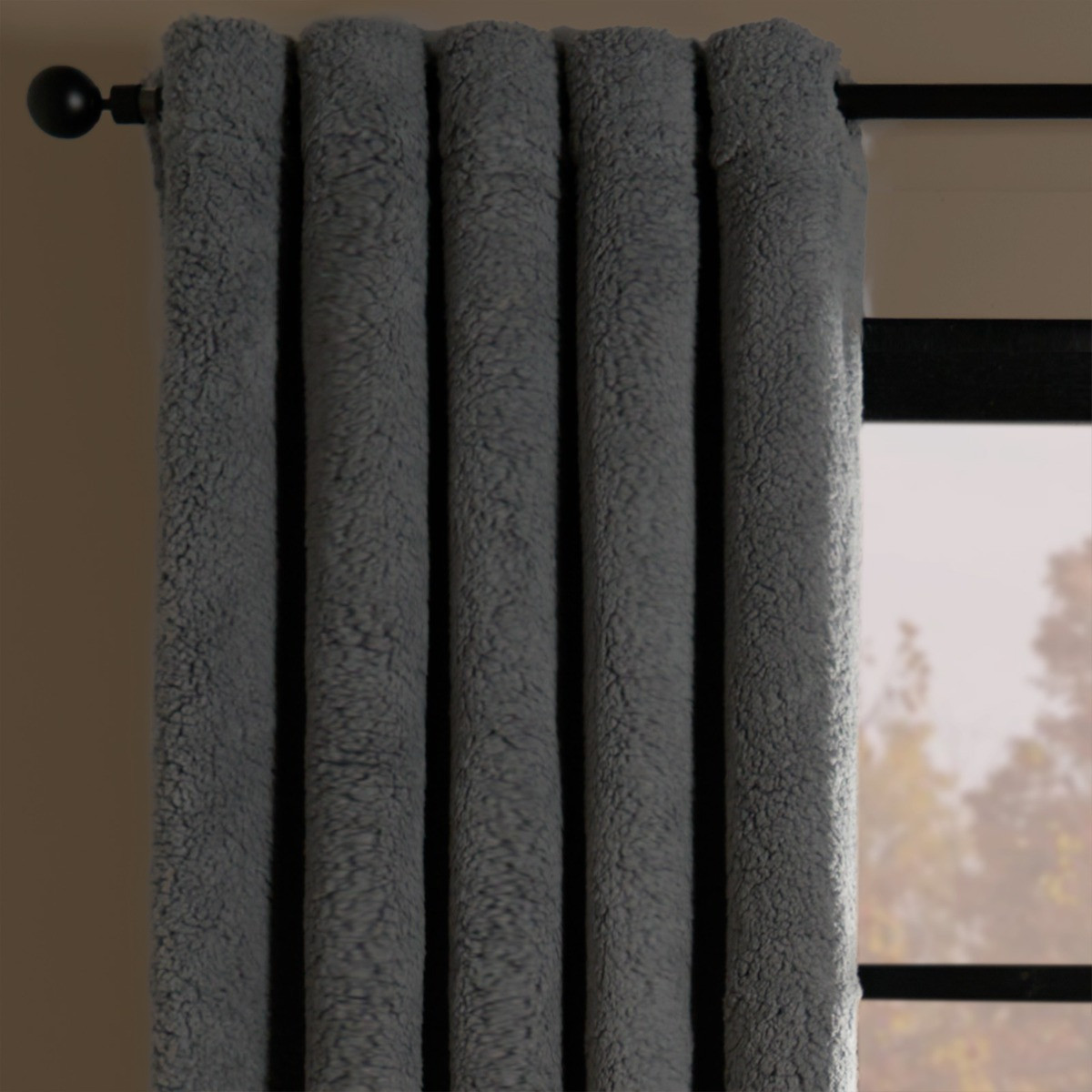 OHS Teddy Thermal Curtains, Grey - 66 x 90">