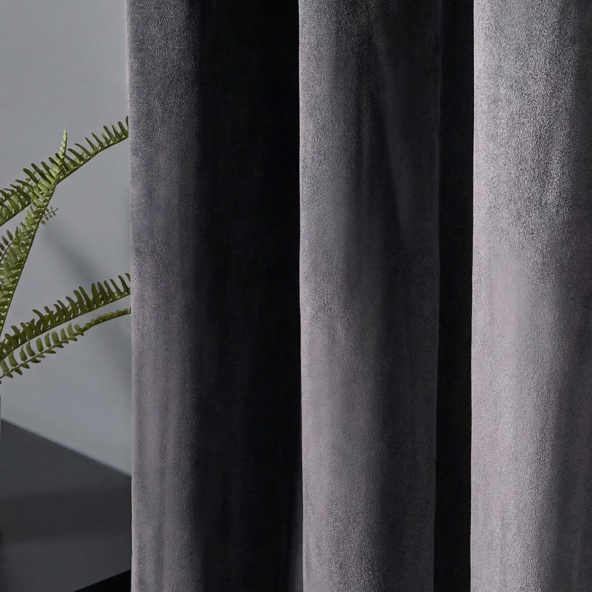 OHS Thermal Velvet Eyelet Curtains - Charcoal>