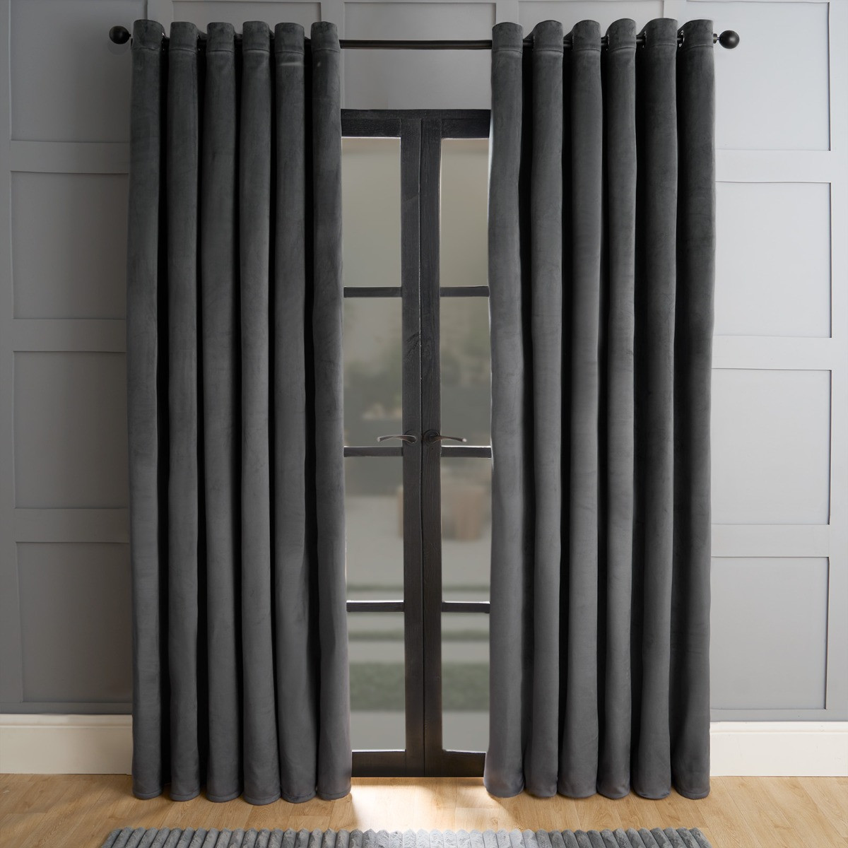 OHS Thermal Velvet Curtains, Charcoal - 66 x 72">