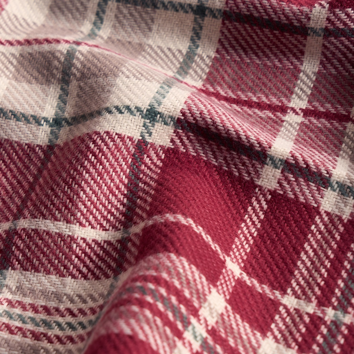 OHS Woven Check Eyelet Curtains, Dorset Red - 66 x 54">