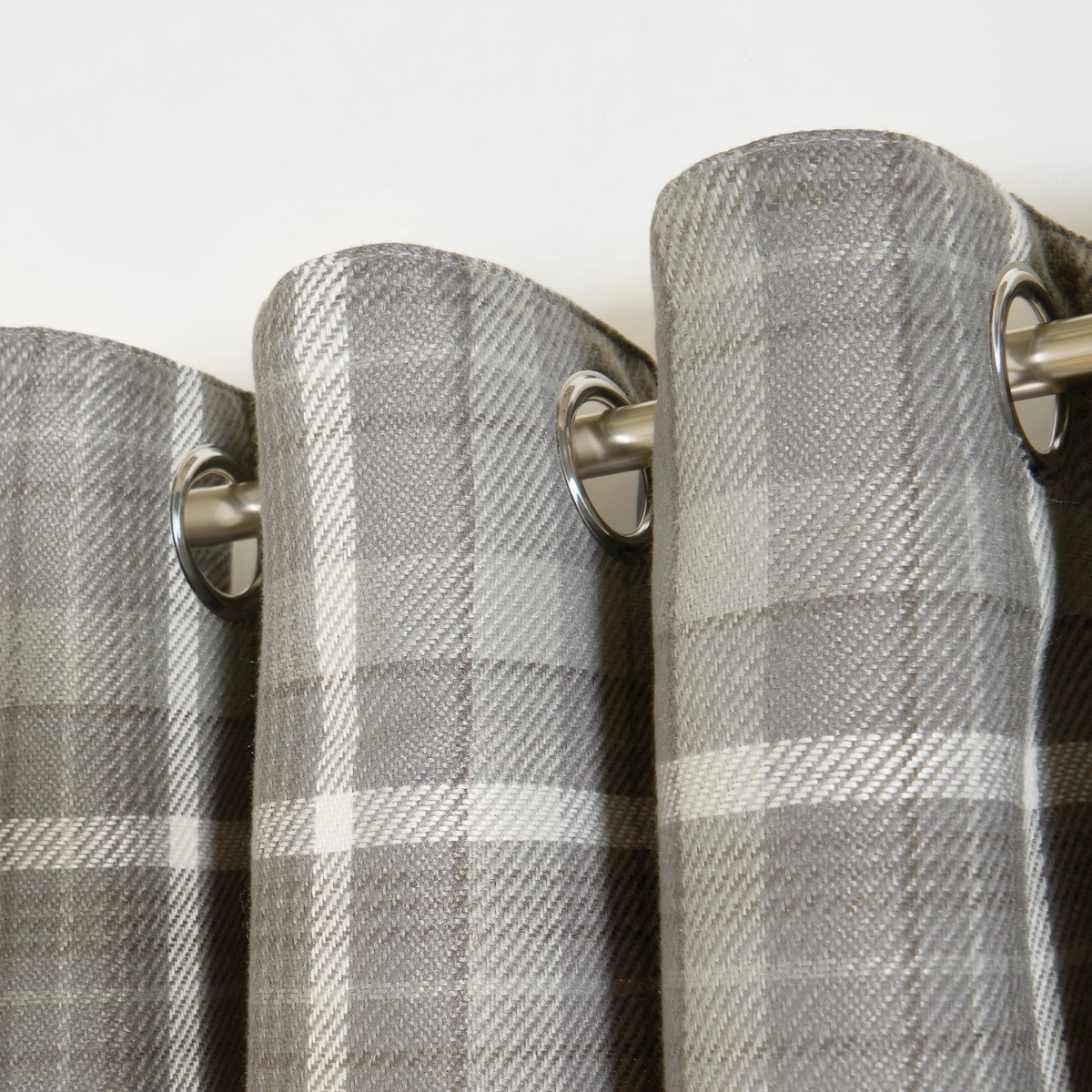 OHS Woven Check Eyelet Curtains, Winsford Charcoal - 66 x 54">