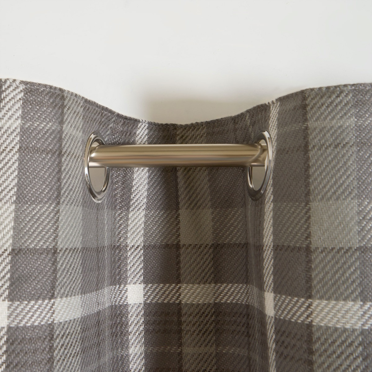 OHS Woven Check Eyelet Curtains, Winsford Charcoal - 66 x 72">