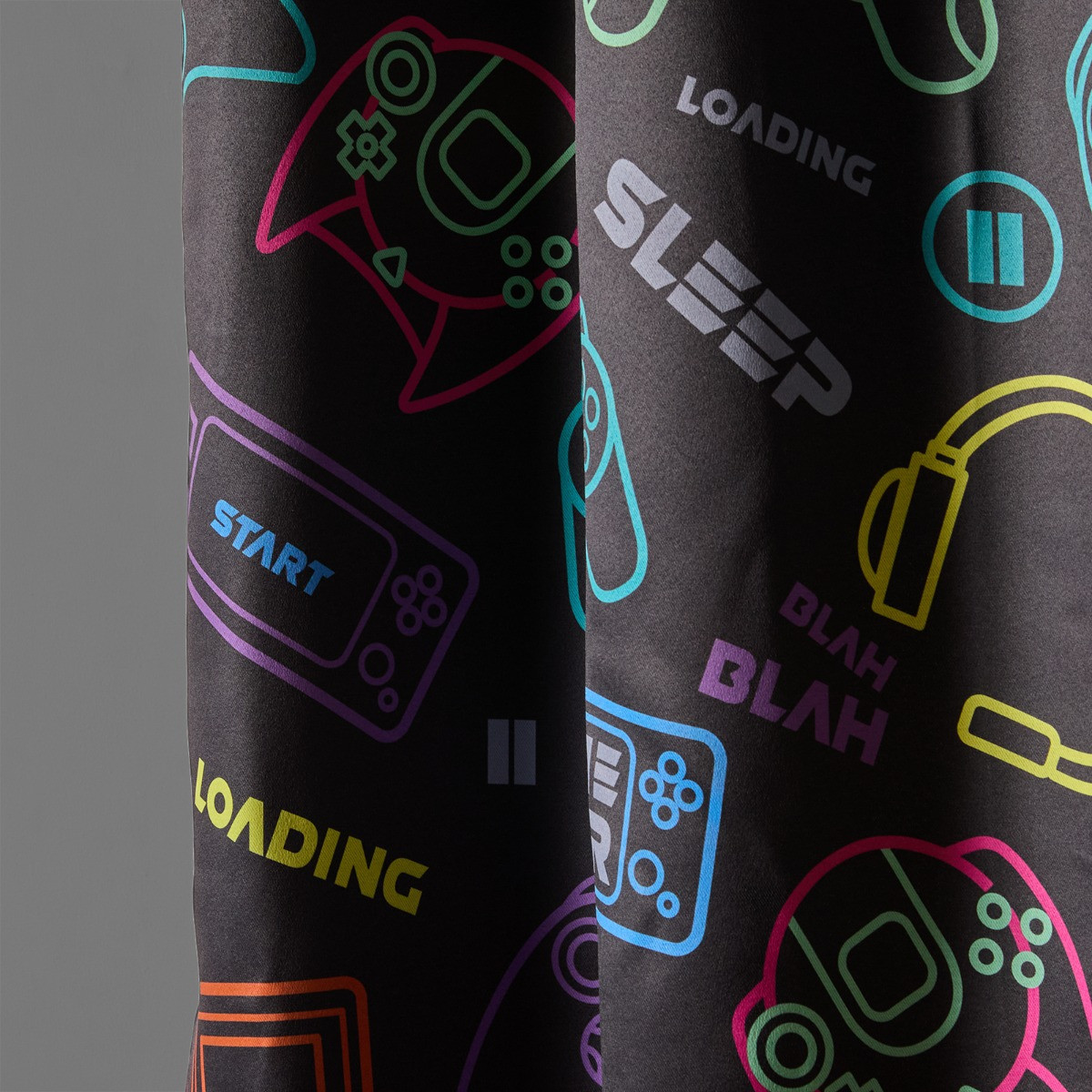 OHS Kids Gaming Blackout Curtains, Black - 46 x 54">