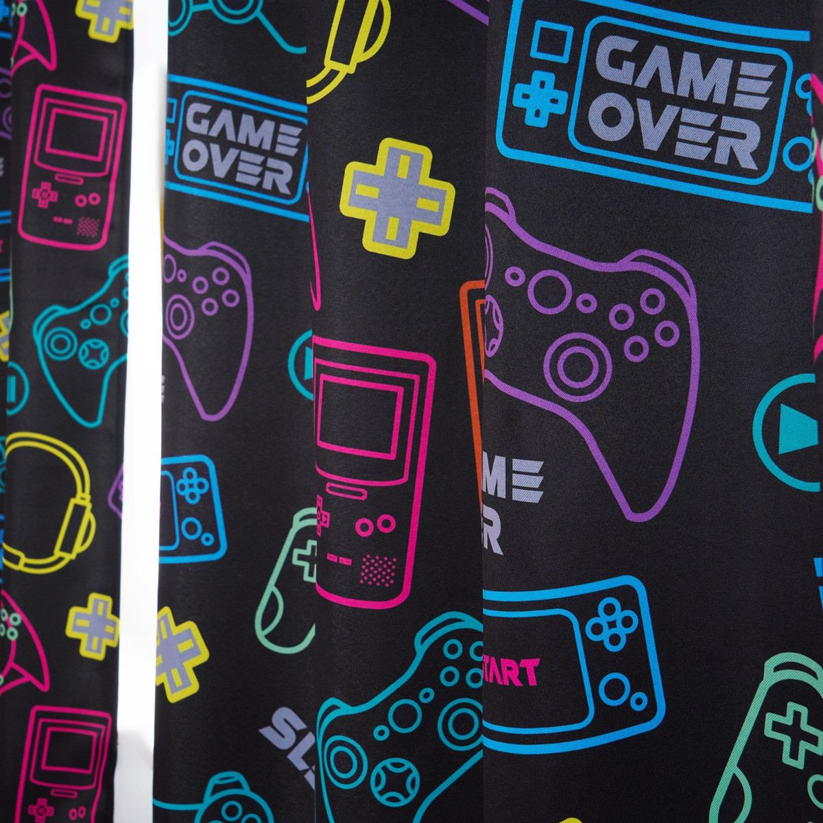 OHS Kids Gaming Blackout Curtains, Black - 46 x 54">