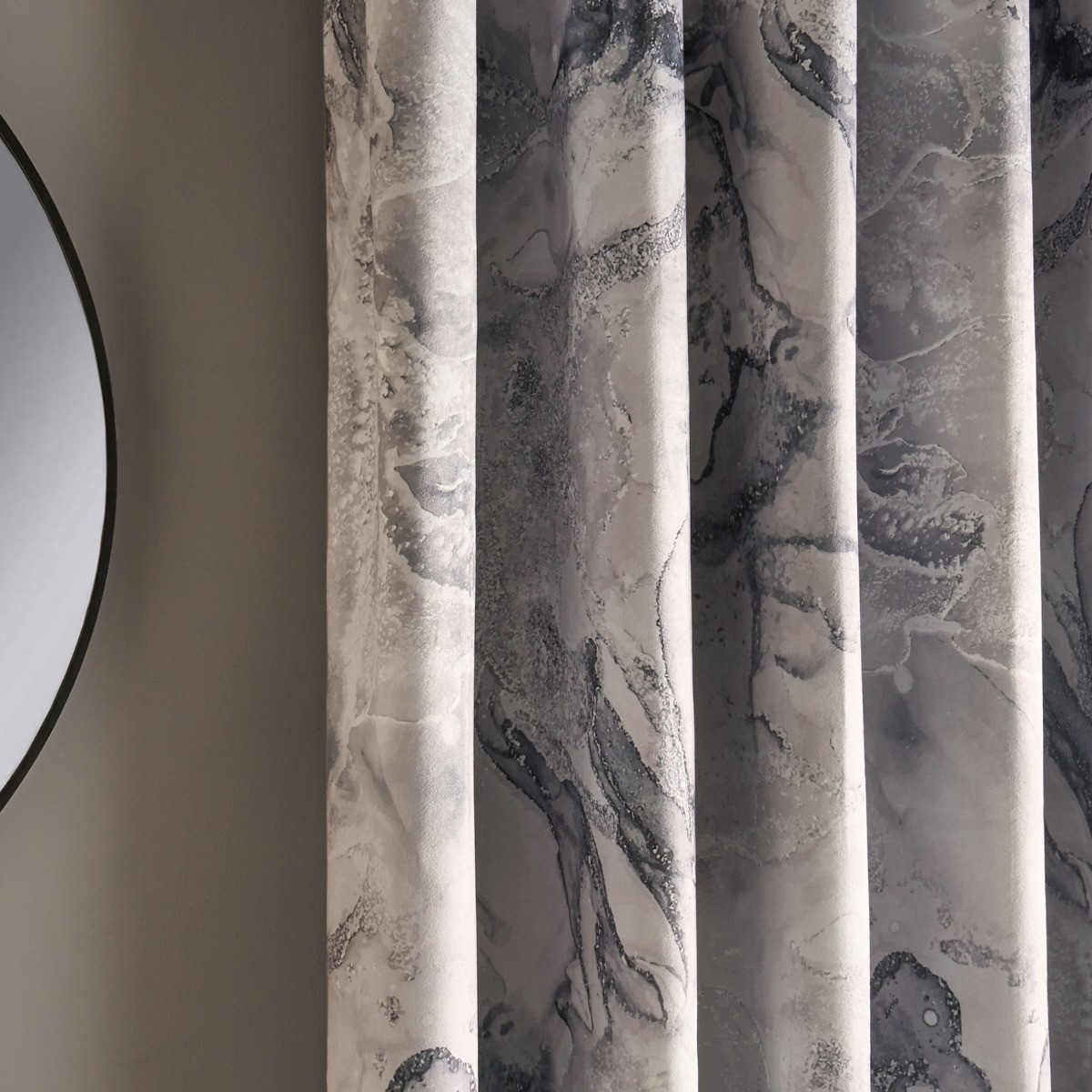 OHS Marble Print Eyelet Blackout Curtains, Grey - 66 x 90in>