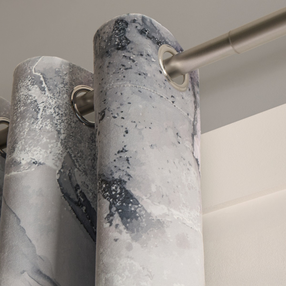 OHS Marble Print Eyelet Blackout Curtains, Grey - 46 x 72in>