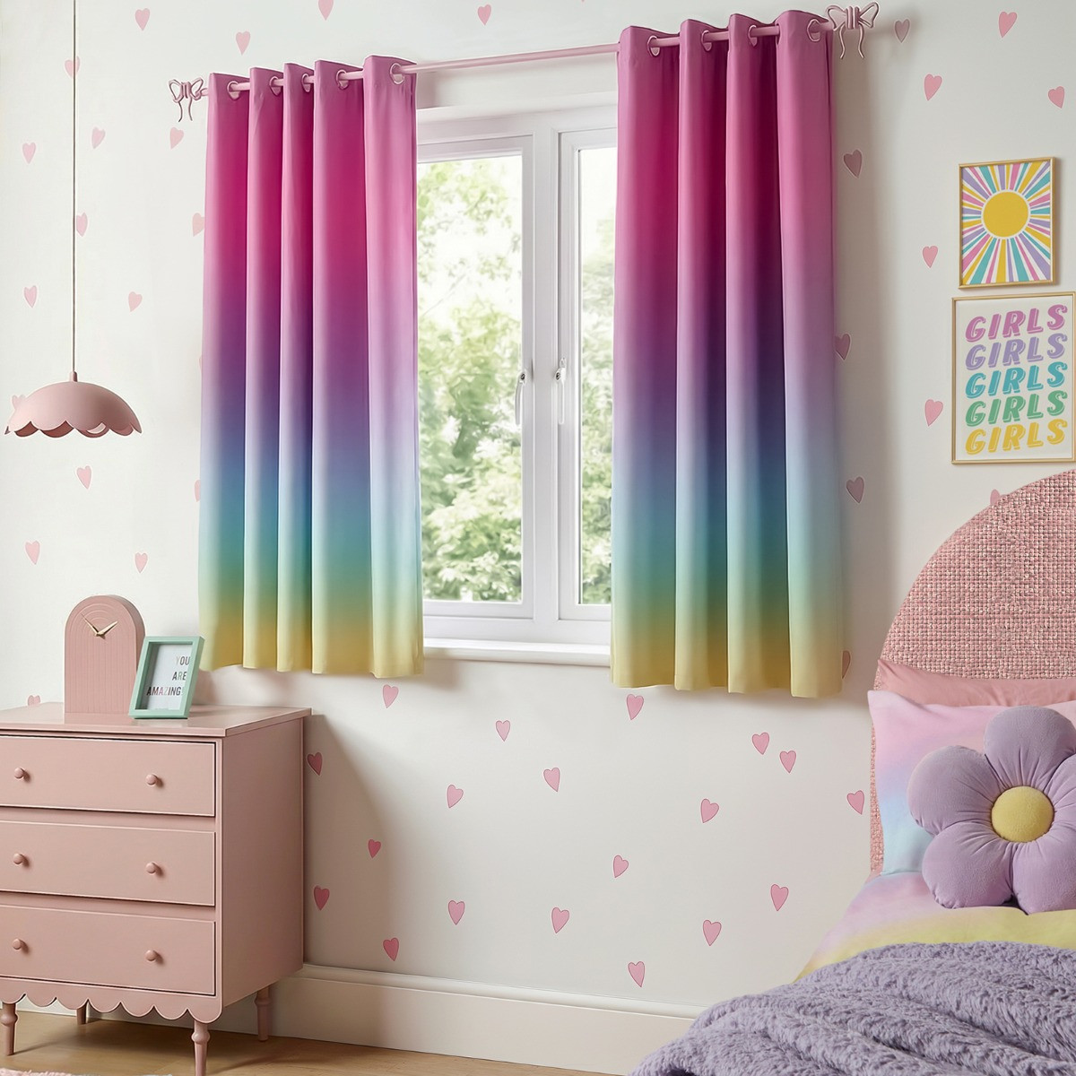 OHS Kids Ombre Eyelet Blackout Curtain, Multi - 66 x 72" >