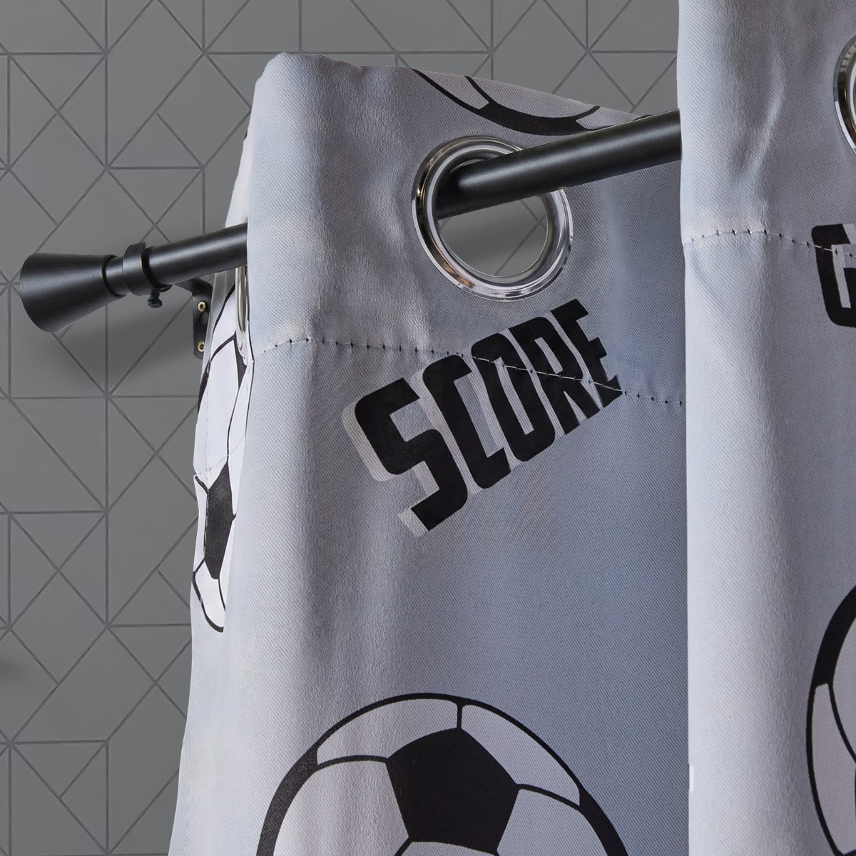 OHS Kids Football Eyelet Blackout Curtain, Grey - 46 x 54" >