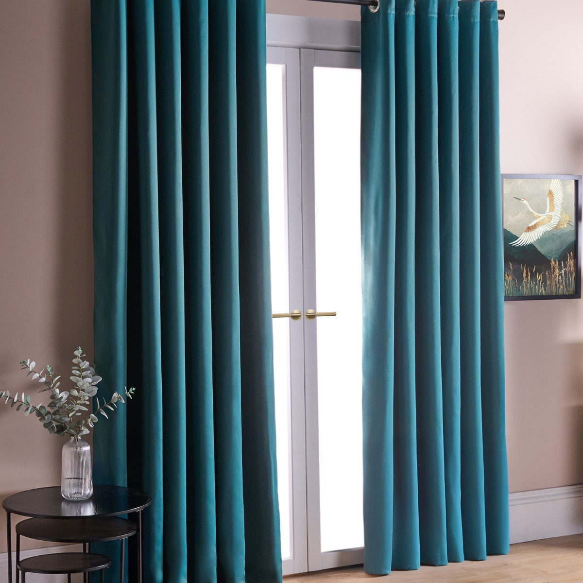 OHS Eyelet Blackout Curtains, Teal - 66 x 90">