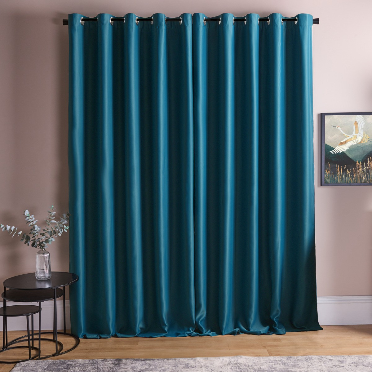 OHS Eyelet Blackout Curtains, Teal - 66 x 90">