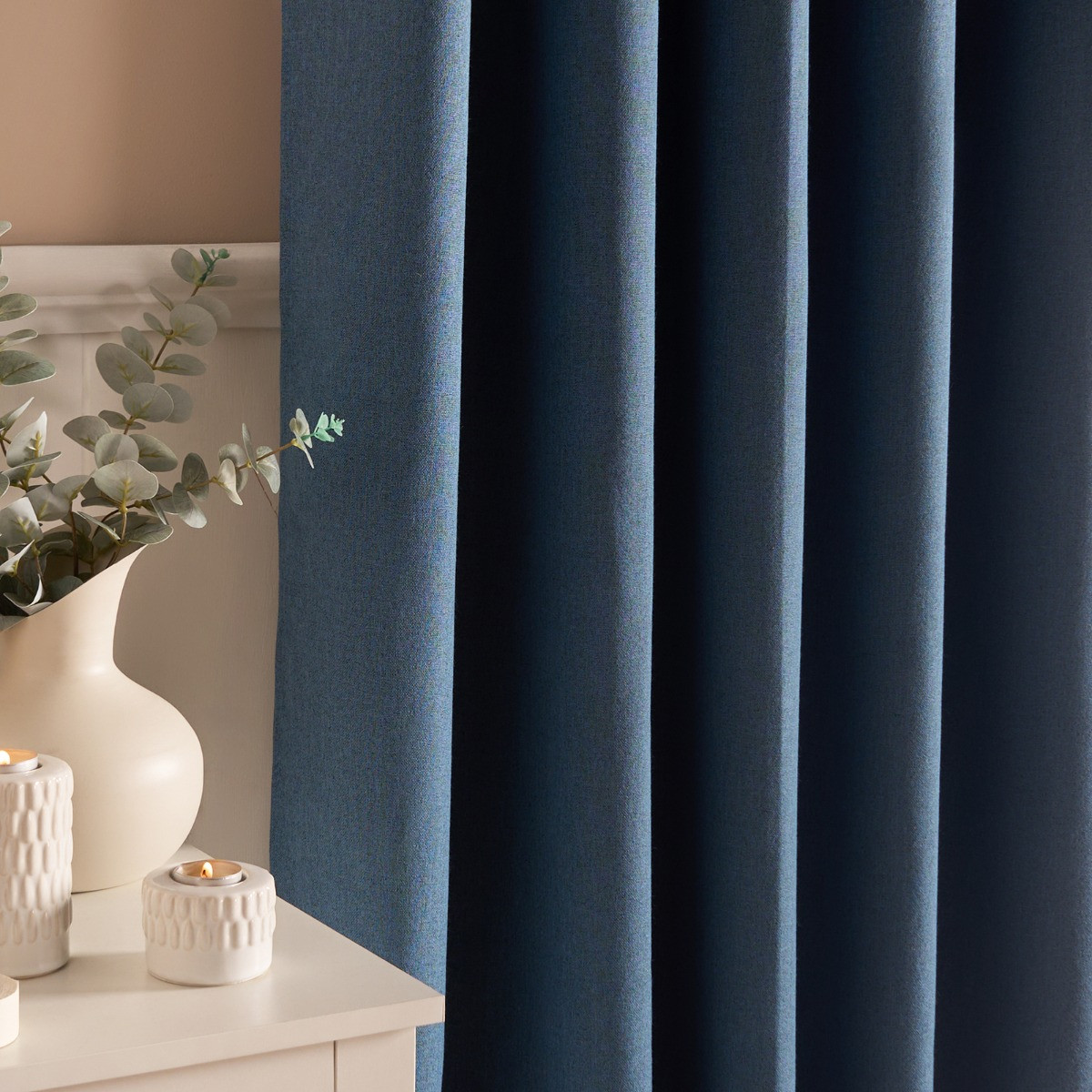 OHS Woven Texture Eyelet Ultra Blackout Curtains, Blue - 66 x 54">